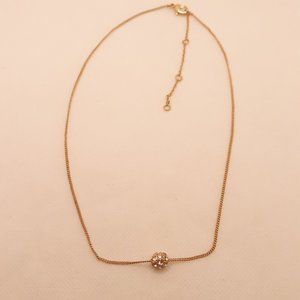 Delicate Gold Tone Pave Rhinestone Disco Ball Necklace